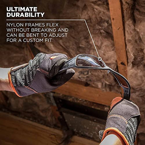 Ergodyne Skullerz Odin Safety Glasses, ANSI Z87 Impact Resistant, Durable Full Frame