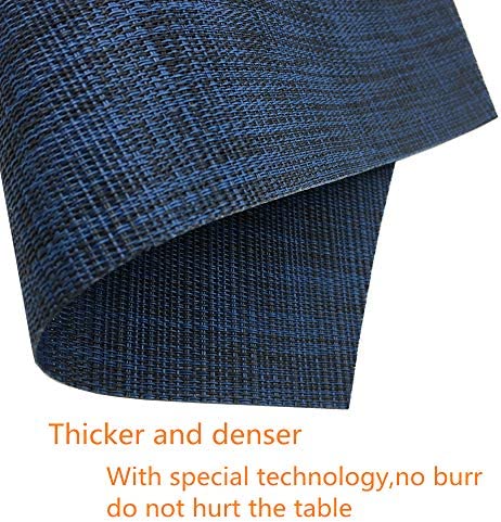 Wedge Placemats Set of 4 Vinyl Placemats for Round Tables Woven Non-Slip Heat-Resistant Easy to Clean Wipeable Washable Dinner Table Mats?Navy Blue?