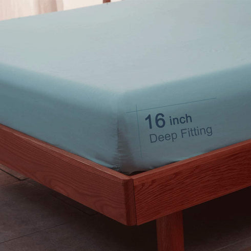 SONORO KATE Bed Sheet Set Super Soft Microfiber 1800 Thread Count Luxury Egyptian Sheets 16-Inch Deep Pocket?Wrinkle -3 Piece (Spa Blue, Twin XL)
