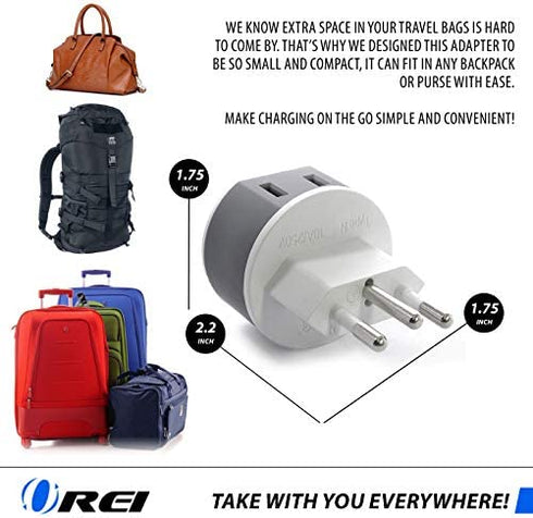 Switzerland Power Plug Adapter by OREI with 2 USA Inputs - Travel 3 Pack - Type J (US-11A) Safe Grounded Use with Cell Phones, Laptop, Camera Chargers, CPAP, and More