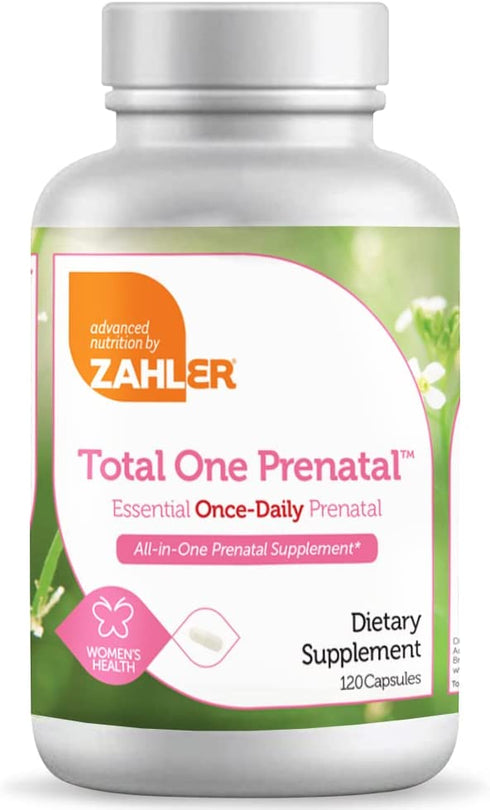 Zahler Total One Prenatal, Once Daily Prenatal Vitamins, Certified Kosher, 120 Capsules