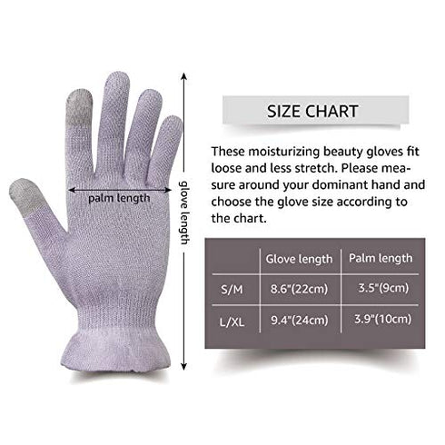 MIG4U Moisturizing Beauty Gloves Touchscreen Overnight Sleeping Glove for Women Dry Hands, Nighttime Lotion, Eczema, SPA, Cosmetic Treatment, Grey Purple 1 Pairs Size l/XL