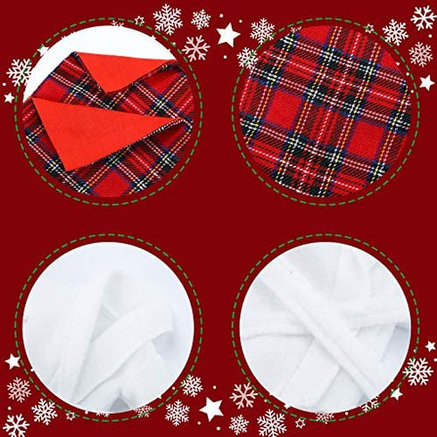 3 Pieces Christmas Sleeping Bags Accessory Elf Doll Sleeping Bag and 3 Pieces White Bathrobes for Elf Doll Red Green Plaid Sleeping Bag for Elf Doll Decorations, 3 Styles (Doll is not Included)