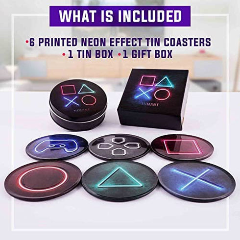 Jumant Gaming Coasters Set - Man Cave Decor - Video Game Room Decor - Gamer Room Decor - Gaming Room Decor - Gamer Gifts - Gaming Decor - Cool Coasters