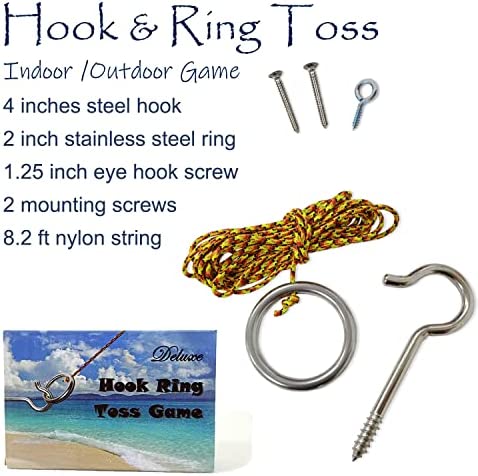 JAC&MOK Hook and Ring Toss Games Outdoor Indoor Games-Hardware and Nylon String Ring Toss Toys