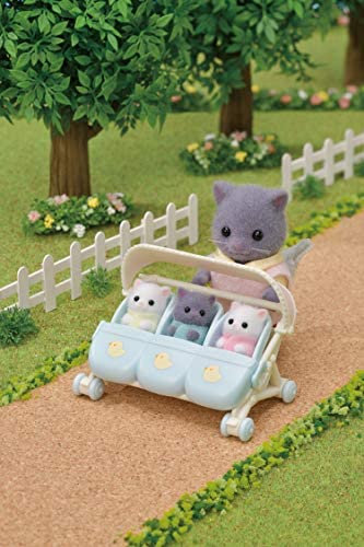 Calico Critters Triplet Stroller, Accessory for Triplet Babies , Blue