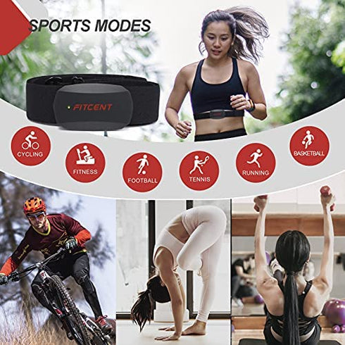 FITCENT Heart Rate Monitor Chest Strap, Bluetooth ANT+ HR Sensor for Peloton Polar Wahoo Zwift DDP Yoga Map My Ride Garmin Sports Watches