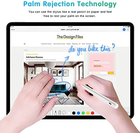 ?Stylus Pencil for iPad 9th & 10th Generation, Active Pen with Palm Rejection Compatible with 2018-2022 Apple iPad 10th 9th 8th Gen/iPad Pro 11 & 12.9 inches/iPad Air 5th Gen(White)