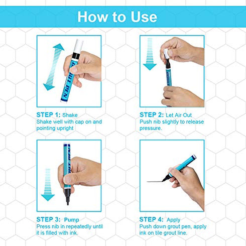 NADAMOO 10pcs Grout Pen Black with Replacement Nibs, Tile Grout Paint Pen Grout Shine Touch Up Repair Marker Tile Gap Coating to Restore and Renew The Look of Tile Grout Line