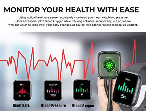 feifuns Smart Watch Answer Make Call, Smartwatch for Android iOS Phones with Call Text, Life Water-Resistant Heart Rate Blood Pressure SpO2 Pedometer Sleep Tracker Smart Watch for Women Men (Pink)
