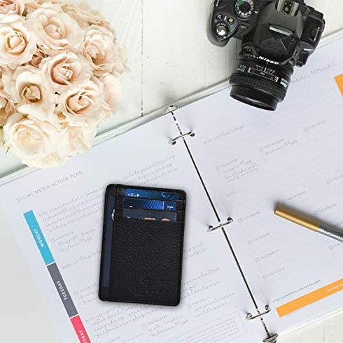 Leather Wallet for men with Credit card holder RFID blocking for men and women (Charcoal)