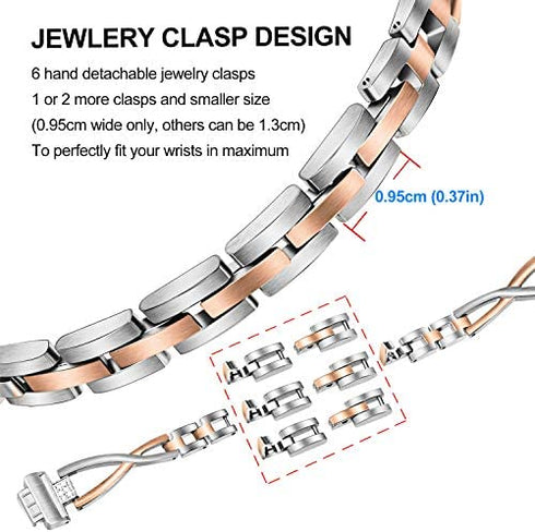 TRUMiRR Women Band for Inspire 2 / Inspire HR / Inspire, Stainless Steel & Crystal Diamond Watchband Jewelry Strap Feminine Wristband Bracelet for Fitbit Inspire 2 / Inspire HR / Inspire Smart Watch