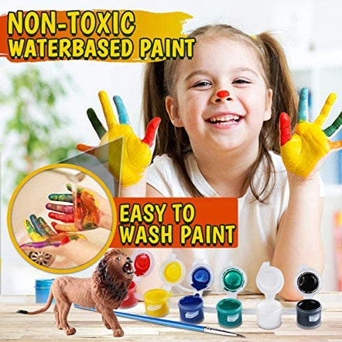 FUNZBO Kids Crafts and Arts Set Painting Kit - Animal Toys Art and Craft Supplies Party Favors for Boys Girls Age 4 5 6 7 Years Old Kid Creativity DIY Gift Easter Paint Your Own Forest Animals Set