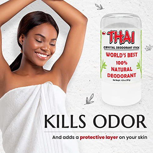 2-PACK Thai Crystal Deodorant Salt Stone - Clinically Tested, Dermatologist Approved - Natural Unscented Aluminum-Free for Women Men & Teens