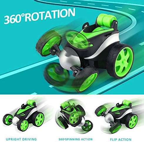 EpochAir Remote Control Car - Rc Stunt Car for Boy Toys, 360 Degree Rotation Racing Car, Rc Cars Flip and Roll, Stunt Car Toy for Kids (Green)