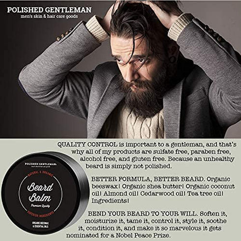 Beard Balm for Men and Mustache Wax - Medium Hold Beard Wax with Beard Oil for Men - Made With Beeswax for Easy Styling - Polishes, Softens and Conditions Beard and Mustache - Itch Free Beard Care 2oz