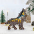 Forest Animals Wooden Wolf Decor, Wolf Figurines and Statues, Howling Wolf Desk Decor with Hollowed Multilayers, Wood Wolf Sculpture Rustic Home Decor, Wolf Decorations for Home Shelf Cabinet Table