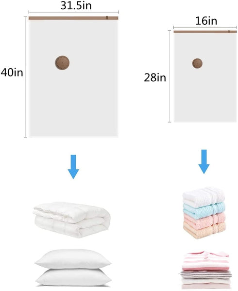 makeups35 Vacuum Storage Bags, Space Saver Bags with Hand Pump for Travel! Vacuum Storage Compression Bag for Clothes, Bedding, Towel, Blankets, Pillows, Comforters, 80% More Storage(3 Jumbo&3 Small)