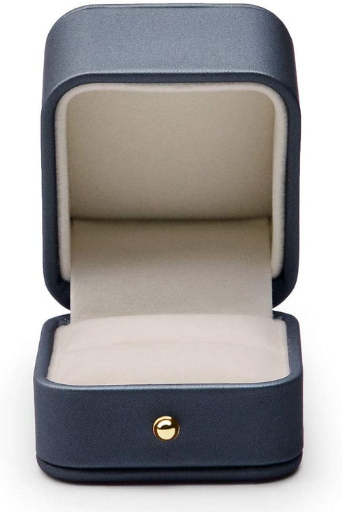 Oirlv Gorgeous Steel-Blue Ring Box Premium Leather Ring Gift Box for Wedding,Proposal Jewelry Storage Case
