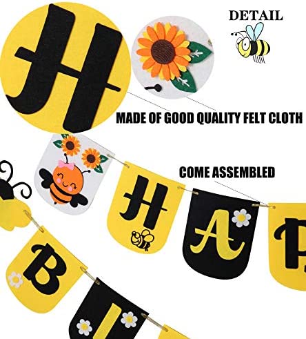 Honey Bumble Bee Party Decorations Honey Bee Banner Cake Cupcake Topper Garland Balloons Wrappers for Bee Theme Birthday Party Baby Shower Supplies