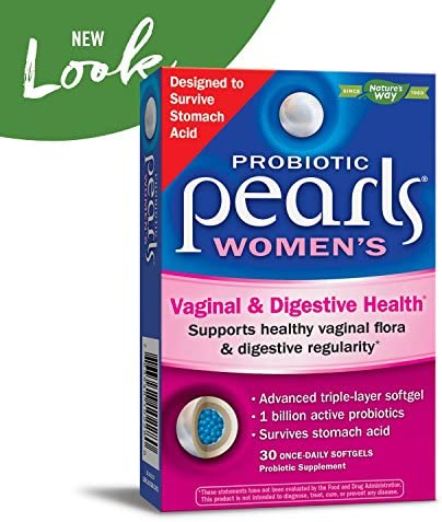 Nature’s Way Probiotic Pearls Women’s Probiotic Supplement, Vaginal & Digestive Health*, 1 Billion Cultures, No Refrigeration Required, 30 Softgels