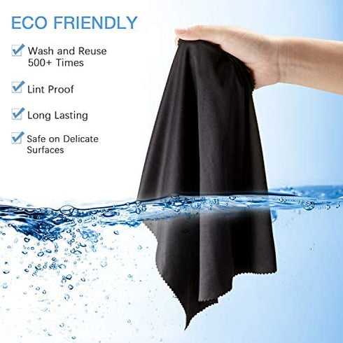 12 Pieces Extra Large Microfiber Cleaning Cloths 12 x 12 inch Oversized Lens Cleaning Cloths for Cleaning All Electronic Device Screens Eyeglasses Delicate Surfaces (Black, White, Gray, Royal Blue)