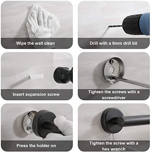 Kulemax Matte Black Toilet Paper Holder, Premium Bathroom Toilet Paper Holder Wall Mount, Stainless Steel Tissue Roll Holder for Bathroom Kitchen Washroom, 5 Inch SUS 304 Toilet Paper Roll Holder
