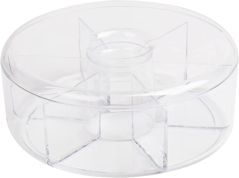 Mind Reader Acrylic Storage & Organizer 6 Compartment Tea Bag Holder with Lid, Round Pantry Organizer for Kitchen, Clear, Clear Round, Clear Round