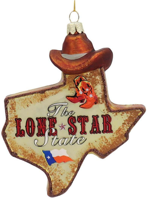 Kurt S. Adler 4.875-Inch Glass Texas Ornament, Multi