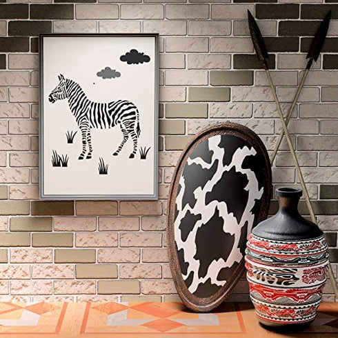 9 Pieces Animal Stencil Templates Reusable Animal Painting Stencil Bear Tiger Elephant Horse Lion Giraffe Zebra Rhino Deer Craft Drawing Template for Greeting Card Scrapbook Wall Art (8 Inch)