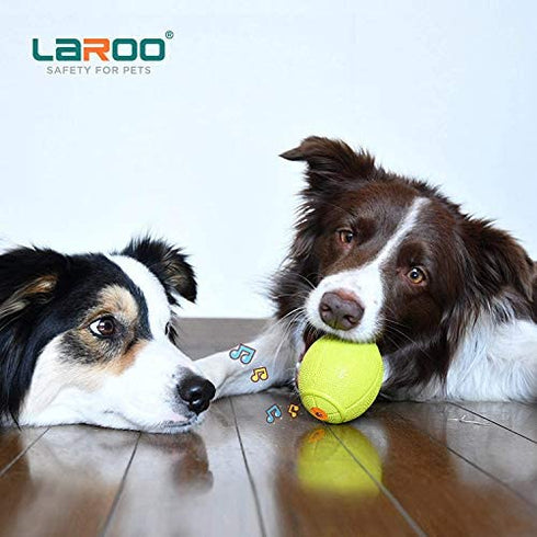 LaRoo Squeaky Dog Ball Toy, Durable Natural Rubber Squeaker Ball Floating Throwing Training, Teeth Cleaning Chew Toy for Pet Small Medium Large Dogs (6.5cm Green)