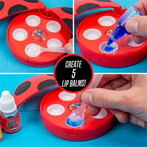 Miraculous Color-Changing Lip Balm Maker, Make Your Own Ladybug Lip Gloss Kit, Travel-Friendly Lip Balm Palette Great for Miraculous Parties & Group Activities, Perfect for Kids Ages 6, 7, 8, 9, 10