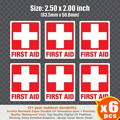 (2.50 x 2.00 inch) Waterproof UV Lamination Fade-Resistant Cross Symbol Safety Sign Vinyl Sticker for First AID Box/Kit Decal