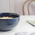 KOOV 24 Ounce Soup Bowl Set, Porcelain Cereal Bowls Microwave And Dishwasher Safe, Kitchen Bowls For Oatmeal Breakfast, Chip, Rice, Ceramic Bowls Set of 4 (Embossed Blue)