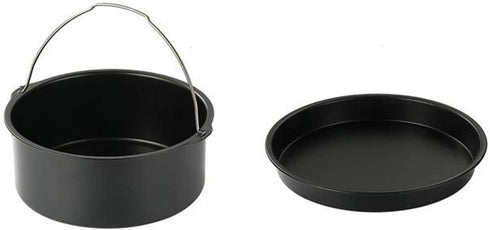 2pcs/set Universal Air Fryer Accessory set Steel Pizza Pan Baking Cake Barrel For Gourmia