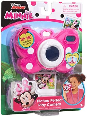 Disney Junior Minnie Mouse Picture Perfect Camera, Lights and Realistic Sounds Pretend Play Toy Camera for 3 Year Old Girls, by Just Play