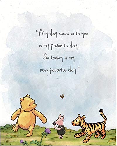 HerZii Prints Classic Winnie The Pooh Wall Art Decorations Set of 6 5x7 inch - Nursery Playroom Home Decor - Baby Shower Decorations