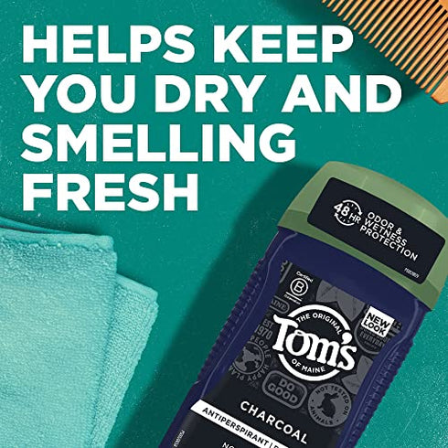 Tom's of Maine Natural Charcoal Antiperspirant Deodorant for Men, 2.8 Oz. 3-Pack (Packaging May Vary)