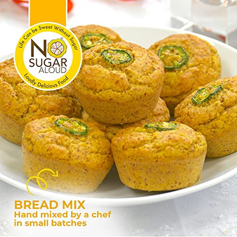 Low Carb Corn-Free Corn Bread Mix, Gluten-Free & Plant-Based Keto Bread Mix, High Protein & High Fiber, No Artificial Flavors, Dairy-Free & Paleo-Friendly, No Added Sugar, 9.4 oz - No Sugar Aloud
