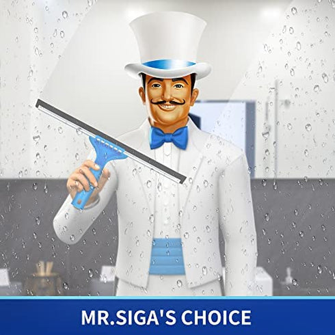 MR.SIGA Professional Window Cleaning Combo - Squeegee & Microfiber Window Scrubber, 14"