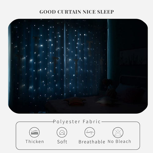 Yancorp Room Darkening Curtains for Nursery Girls Kids Bedroom Blue Star-Cutout and Sheer Curtains 63 inches Long Grommet Layered Window Curtain Panel(Blue-Star Cutout, W52 X L63)