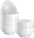 Kook Ceramic Prep & Dip Kitchen Bowls, For Ingredients, Cereal, Soup, Rice, Dessert, Microwave & Dishwasher Safe, 10 oz, White, Set of 6