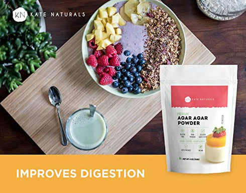 Agar Agar Powder for Vegans, Baking, and Petri Dishes (4oz) - Kate Naturals. Substitute Unflavored Gelatin Powder & Thickener for Vegan Jello & Gelatin Sheets. Keto-Friendly, Non-GMO & Gluten Free