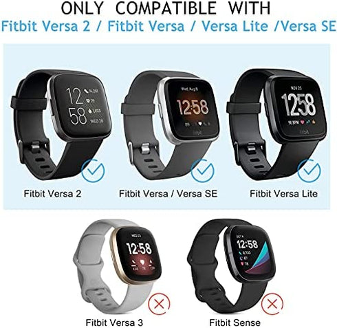 6 Pack Sport Bands Compatible with Fitbit Versa 2 / Fitbit Versa / Versa Lite / Versa SE, Classic Soft Silicone Replacement Wristbands for Fitbit Versa Smart Watch Women Men (6 Pack A, Large)
