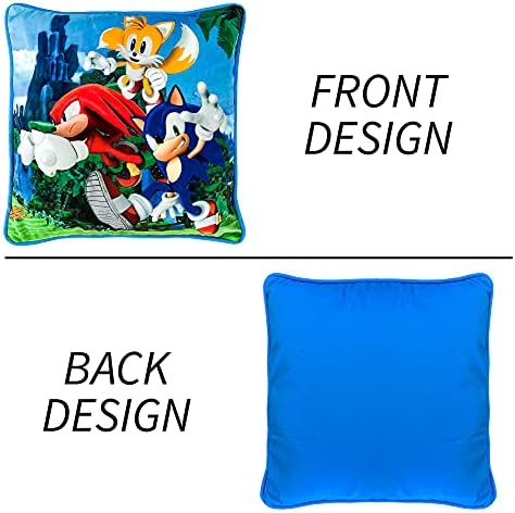 Franco Kids Bedding Soft Decorative Pillow Cover, 15 in x 15 in, Sonic The Hedgehog