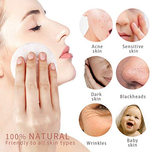 50-Count Compressed Facial Sponges, GAINWELL White Cellulose Facial Sponges, 100% Natural Cosmetic Spa Sponges for Facial Cleansing, Exfoliating Mask, Makeup Removal