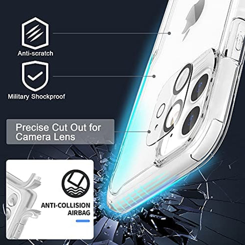 Designed for iPhone 11 Case,ORETech Designed for iPhone 11 Case with 2 x Screen Protector Tempered Glass&1 x Camera Lens Protector for iPhone 11 Transparent Case Cover for iPhone 11 Case-Clear