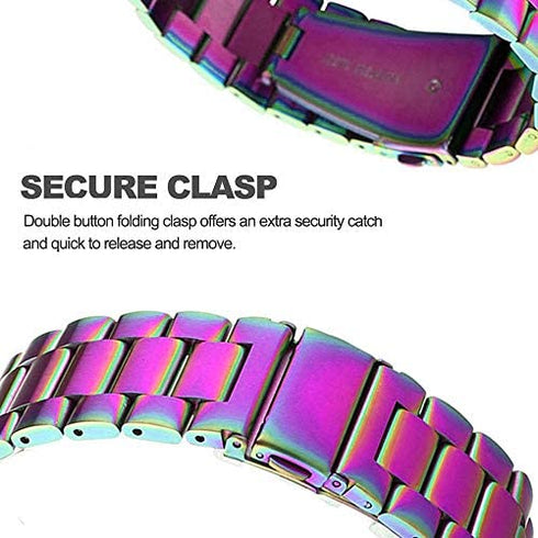 SPINYE Band Compatible for Samsung Gear S3 Frontier/Classic/Galaxy Watch 46mm / Galaxy Watch 3 45mm, 22mm Solid Stainless Steel Metal Replacement Strap for Women Men (Rainbow)
