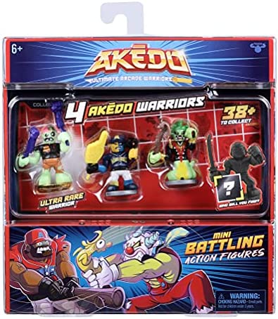Akedo Ultimate Arcade Warriors - Warrior Collector 4 Pack - 3 Mini Battling Action Figures: Strikeout, Miss Slither & Deadbreath and one Hidden Mini Battling Action Figure!