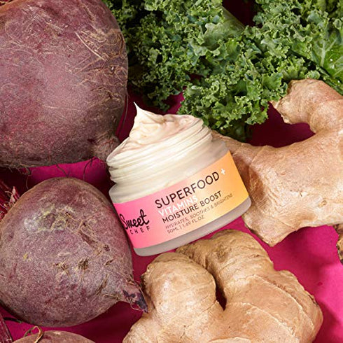 Sweet Chef Superfood + Vitamins Moisture Boost - Moisturizing Whipped Vitamin Facial Cream with Hyaluronic Acid, Ginger, Vitamin C + Antioxidants for a Bright, Hydrated Glow (50ml / 1.69 fl oz)
